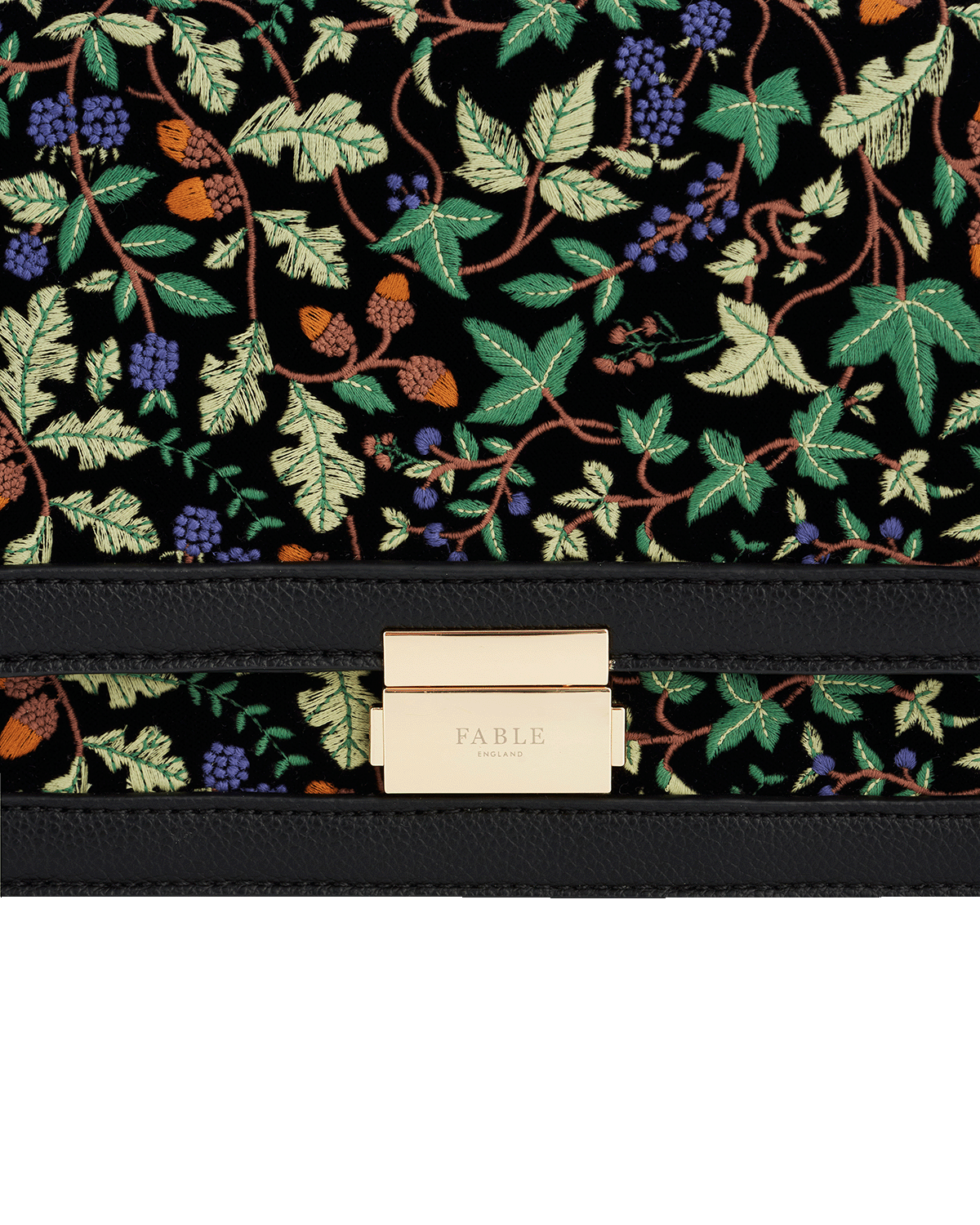 Fable England Black Embroidered Crossbody Bag, Alternate, color, 