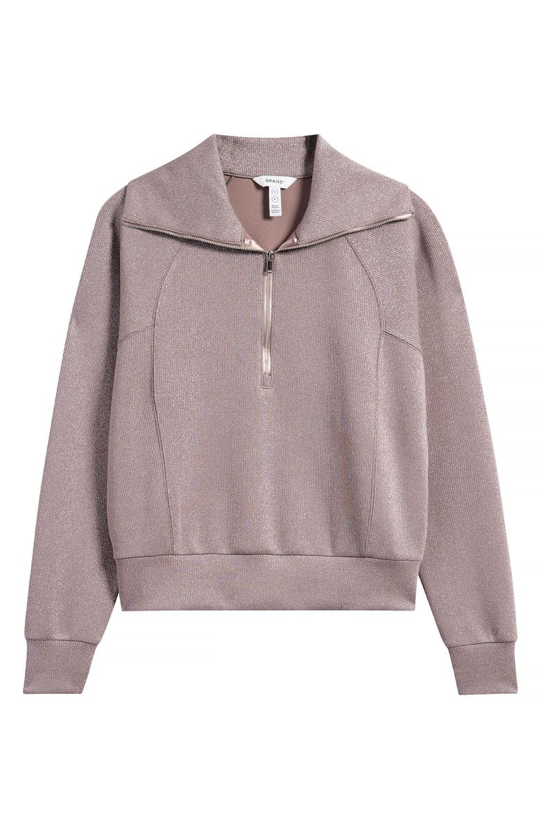 SPANX<sup>®</sup> AirEssentials Shine Half Zip Sweatshirt, Alternate, color, Smoke Silver