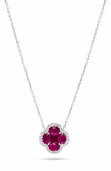 H.J. Namdar Stone & Diamond Clover Pendant Necklace - 0.25ct.