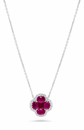 H.J. Namdar Stone & Diamond Clover Pendant Necklace - 0.25ct.