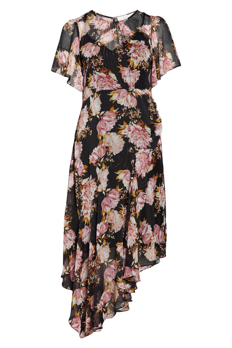 Floral Print Dress, Alternate, color, BLACK-PINK FLORAL