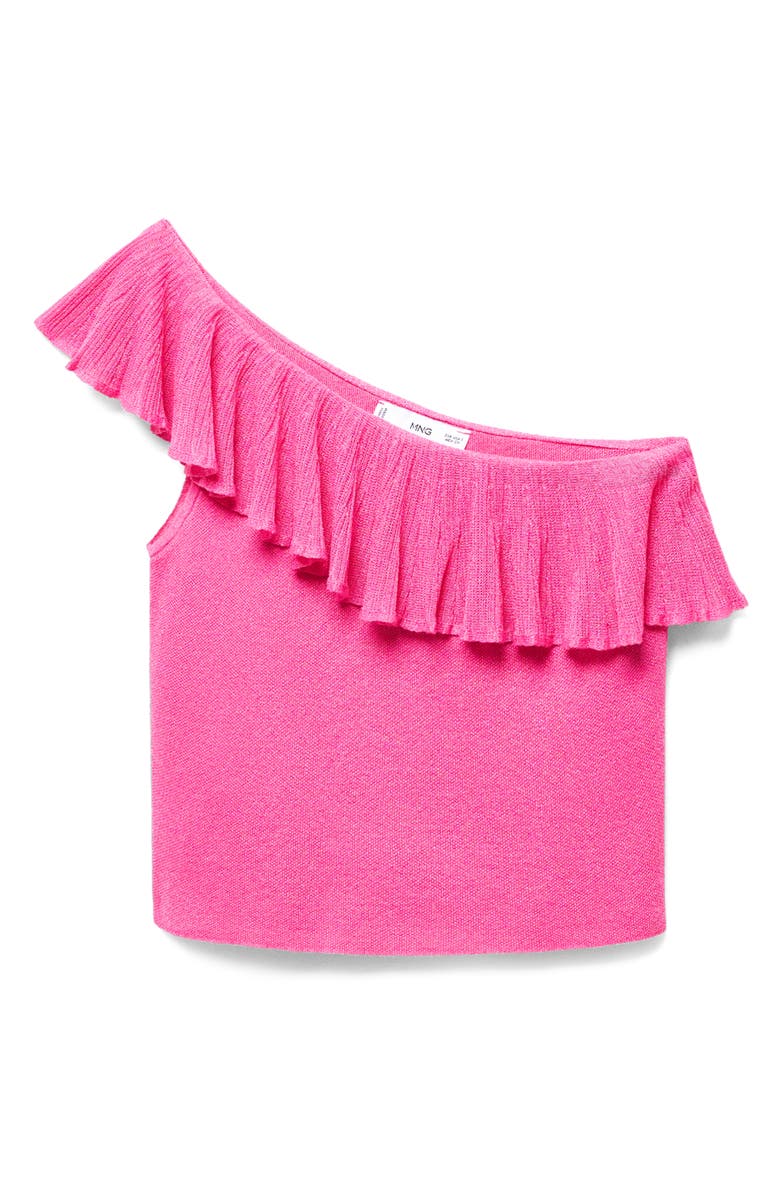 MANGO One-Shoulder Ruffle Trim Knit Top, Alternate, color, 