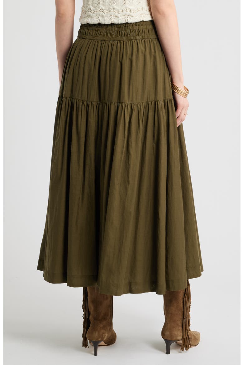 Smocked Waist Cotton Maxi Skirt, Alternate, color, OLIVE DARK