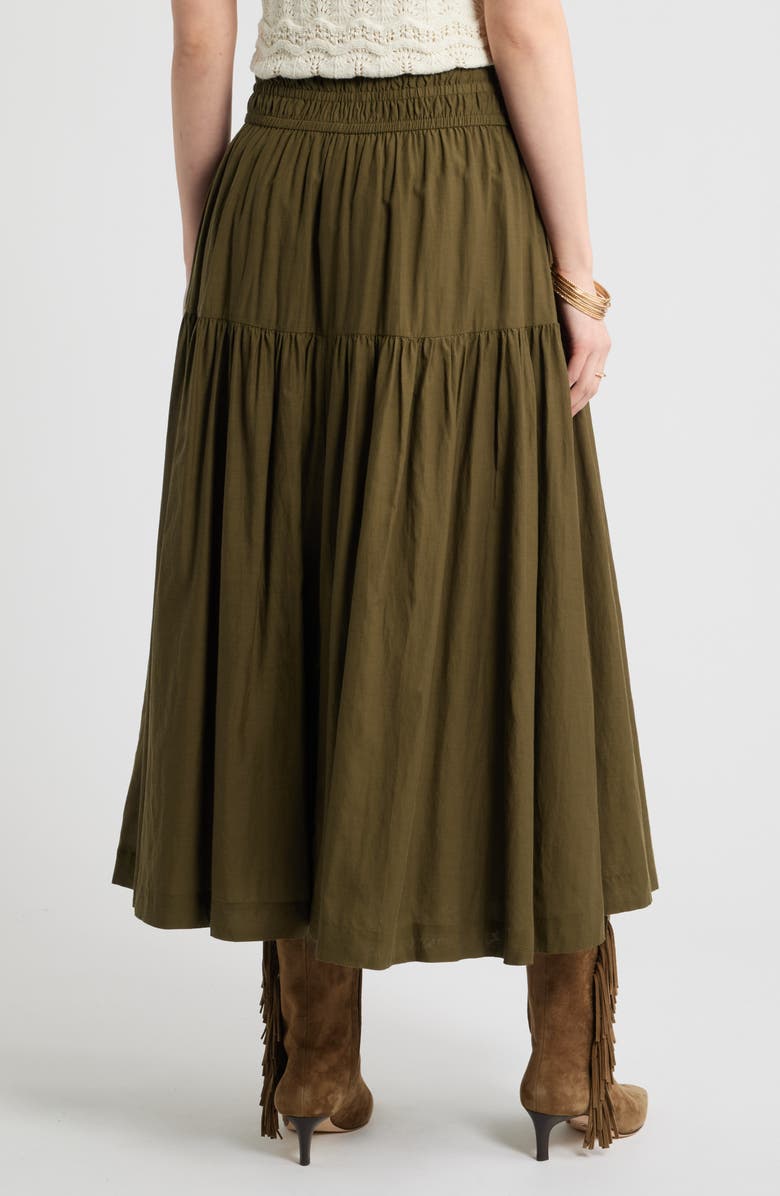 Treasure & Bond Smocked Waist Cotton Maxi Skirt, Alternate, color, Olive Dark