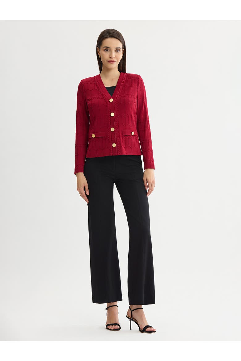 Heritage Braided Trim Knit Cardigan, Alternate, color, Scarlet Red