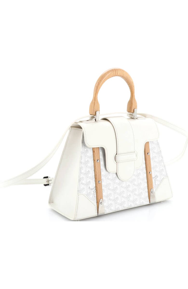 Pre-Owned Goyard Saigon Top Handle Bag Coated Canvas with Leather PM, Alternate, color, White