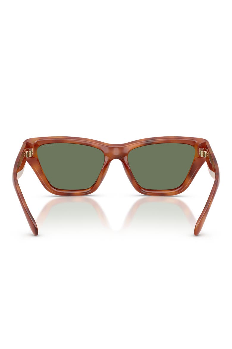 56mm Cat Eye Sunglasses, Alternate, color, CARAMEL TORTOISE / GREEN SOLID
