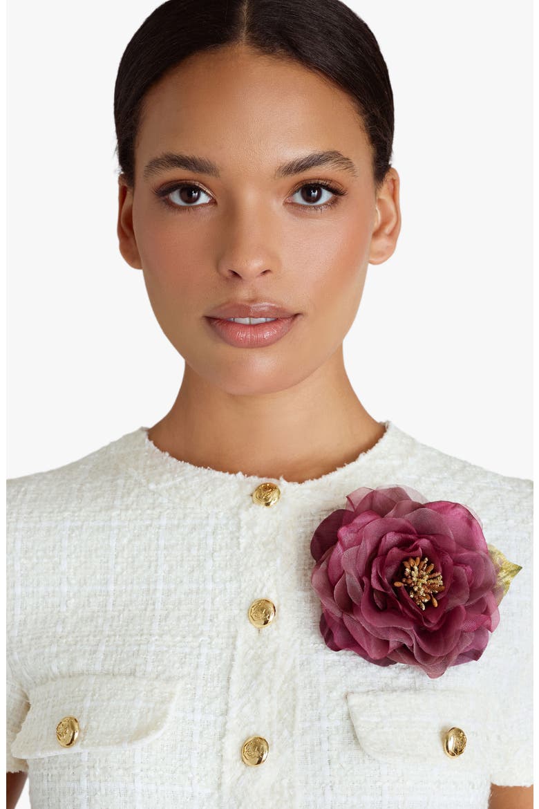 The Mauve Open Rose Floral Brooch, Alternate, color, Mauve