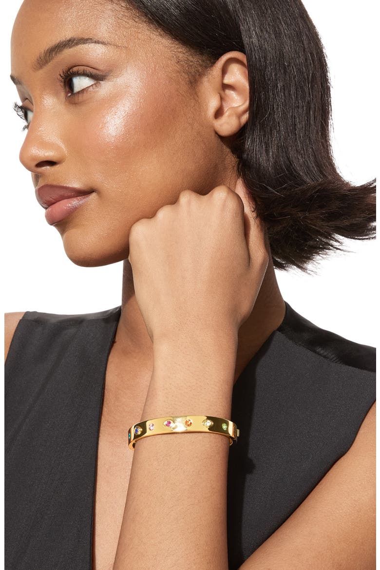 Evil Eye Hinged Bracelet, Alternate, color, GOLD/ MULTI