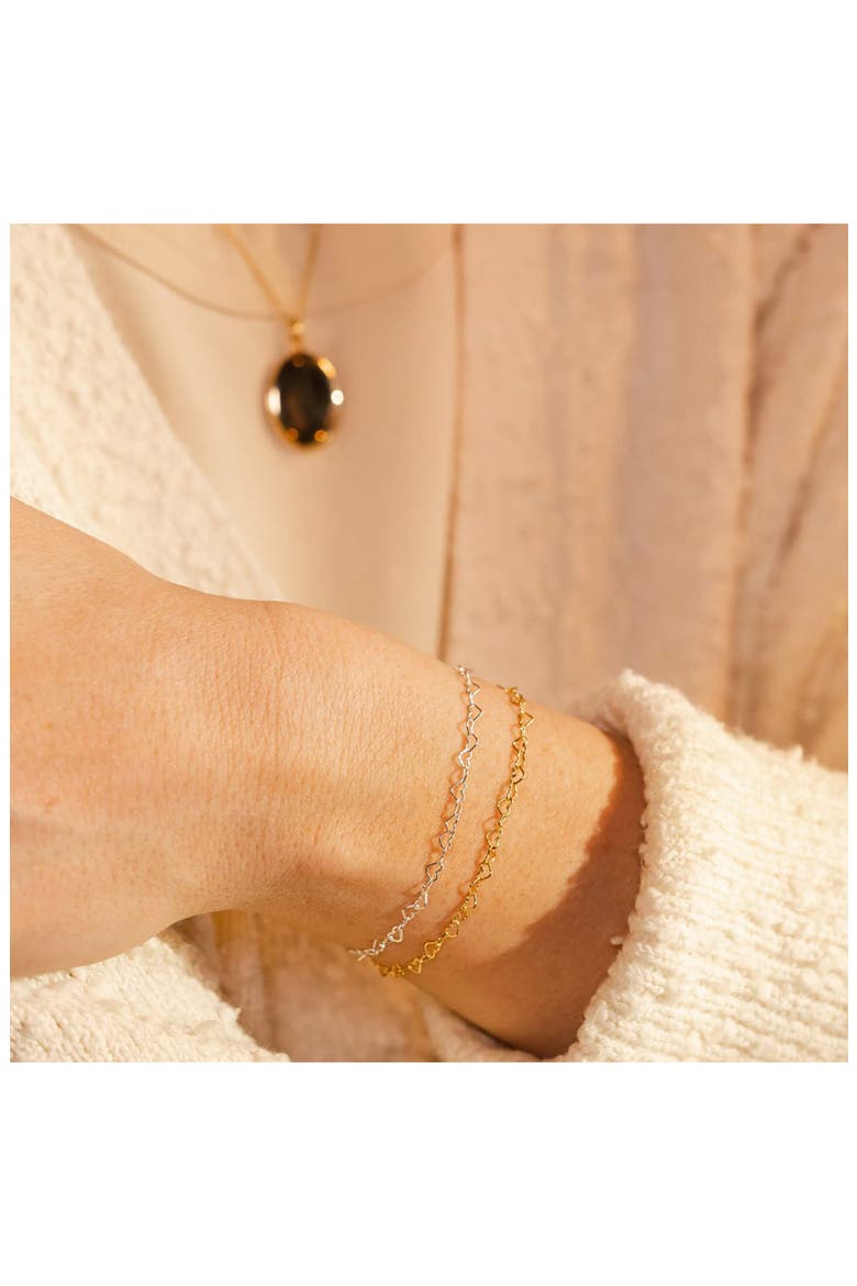 Heart Chain Bracelet, Alternate, color, SILVER