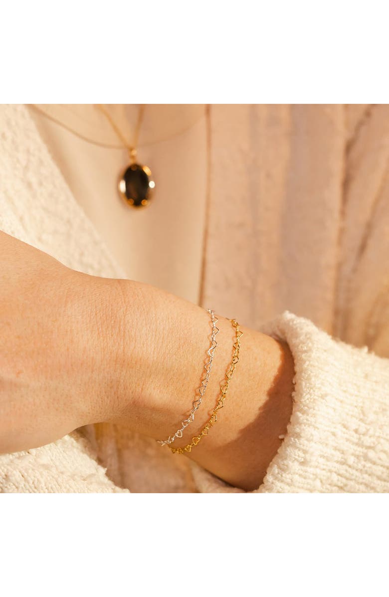 MADE BY MARY Heart Chain Bracelet, Alternate, color, Silver