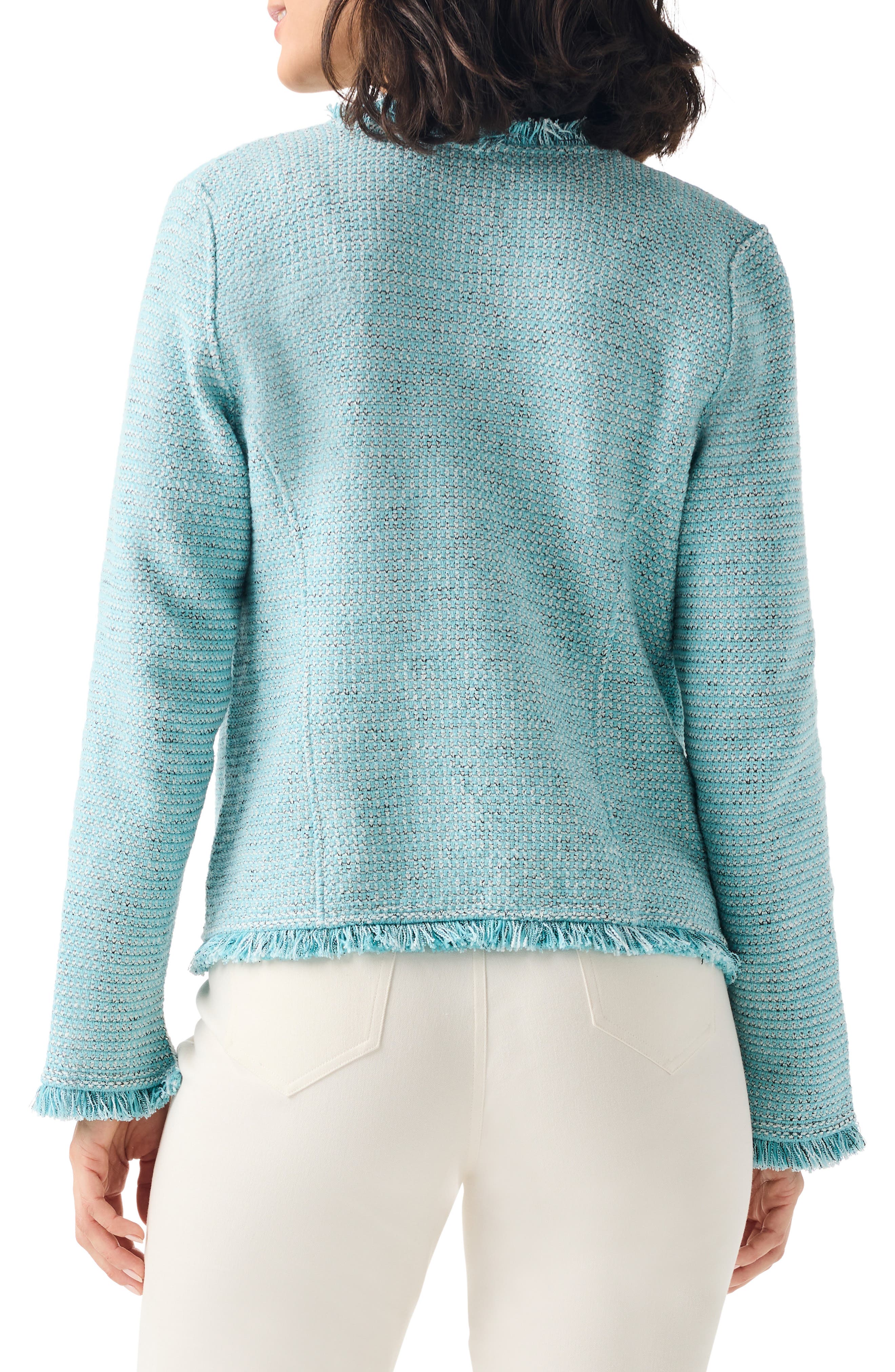 NIC+ZOE Fringe Mix Pocket Knit Jacket (Women) | Nordstromrack