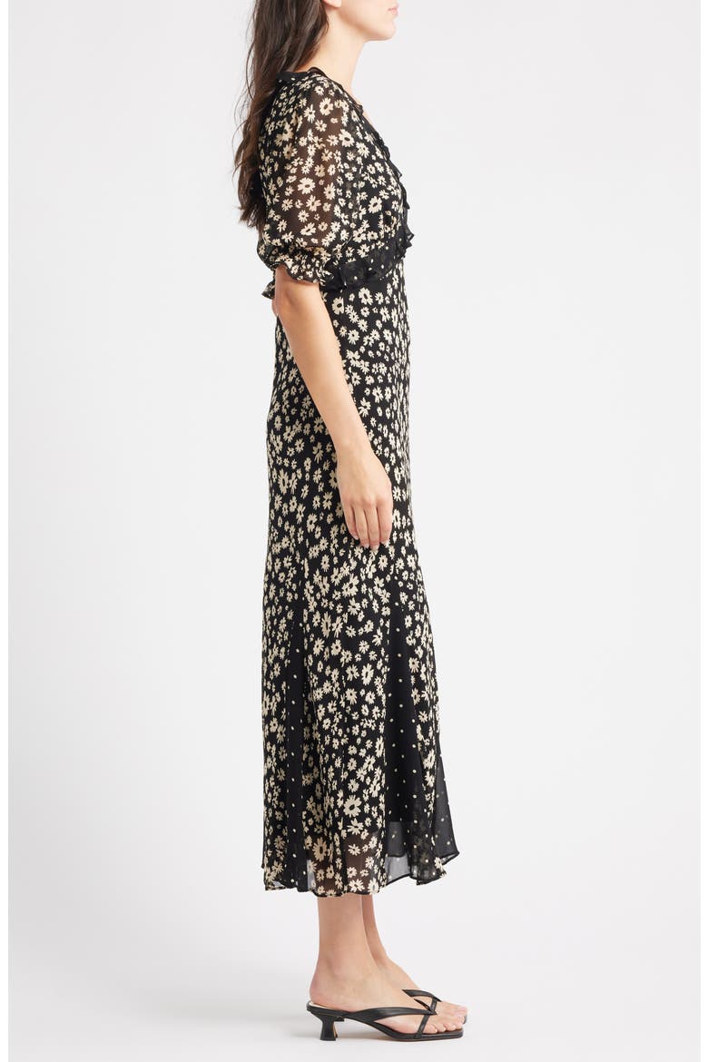 Annmarie Floral Ruffle Trim Maxi Dress, Alternate, color, DAISY DOT COMBO