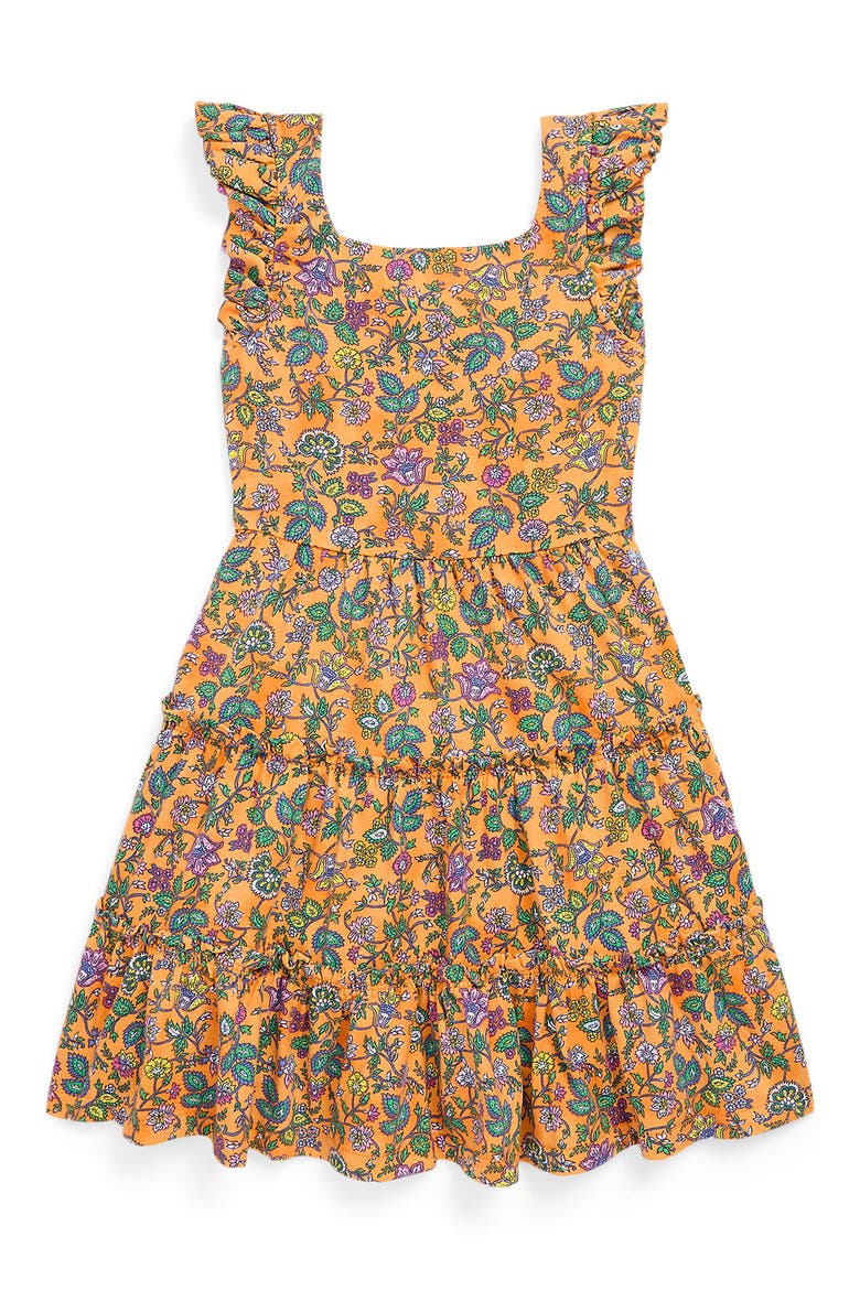 Kids' Floral Ruffle Dress, Main, color, TROPICAL WOODBLOCK W DARK PINK