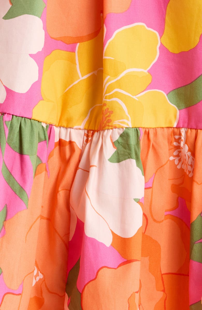 SUGARLIPS Milley Floral Wynette Tiered Midi Dress, Alternate, color, Pink-Org-Mul