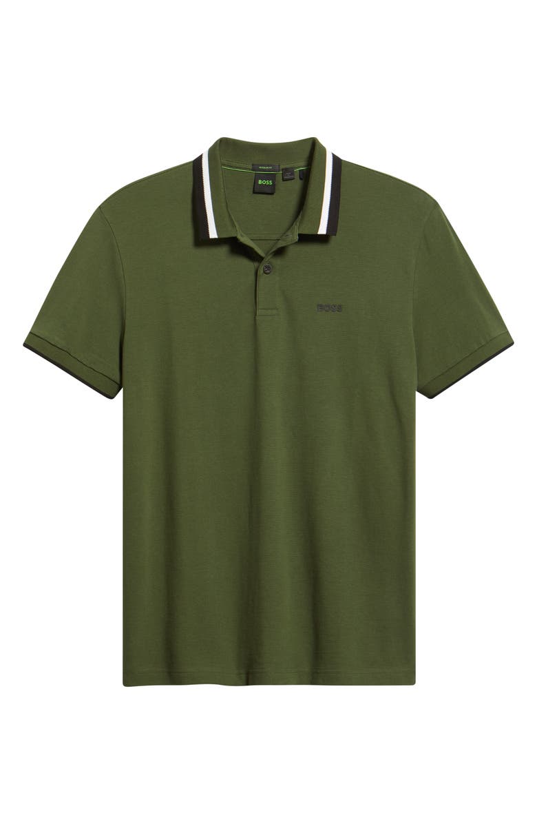BOSS Paddy Tipped Cotton Polo, Alternate, color, Open Green