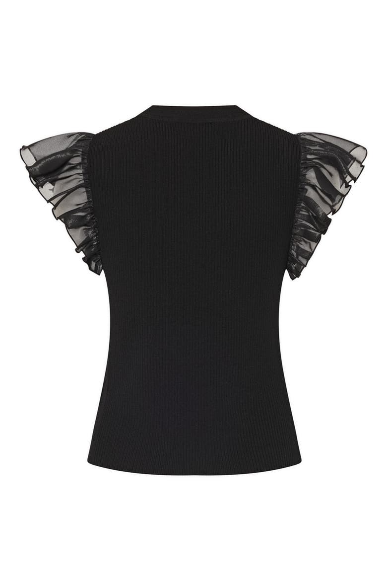 Chiffon Flutter Sleeve Top, Alternate, color, BLACK