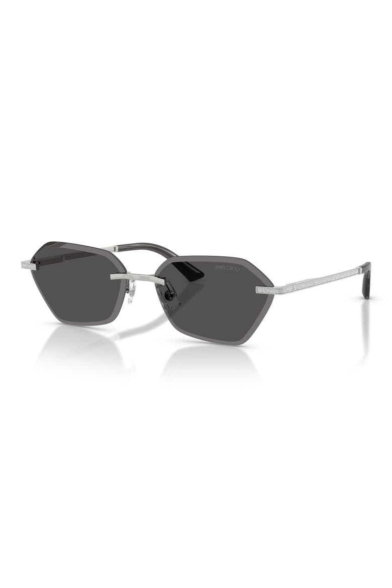 Abby 58mm Irregular Sunglasses, Alternate, color, SILVER / DARK GREY