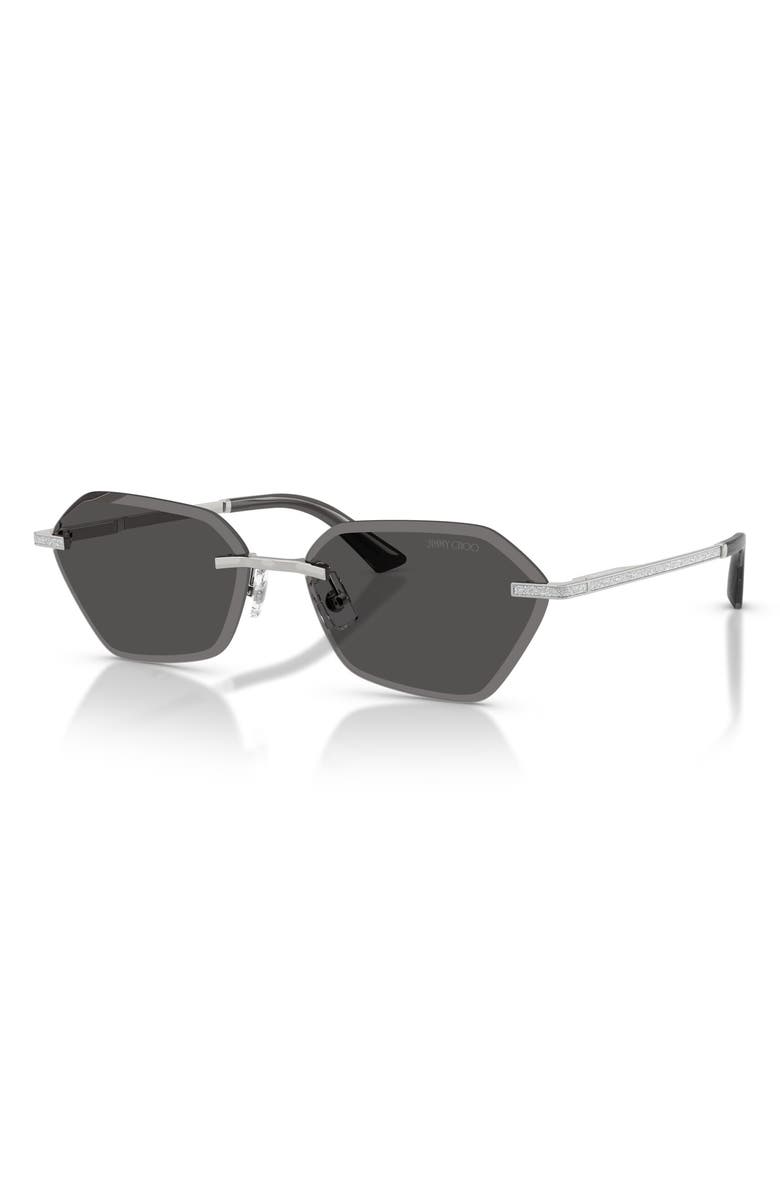 Jimmy Choo Abby 58mm Irregular Sunglasses, Alternate, color, Silver / Dark Grey