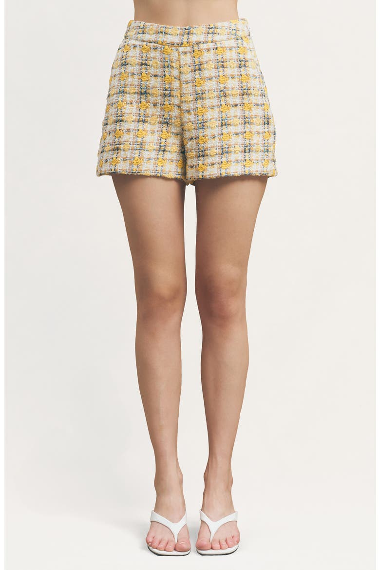 Bianca Tweed Shorts, Main, color, YELLOW TWEED
