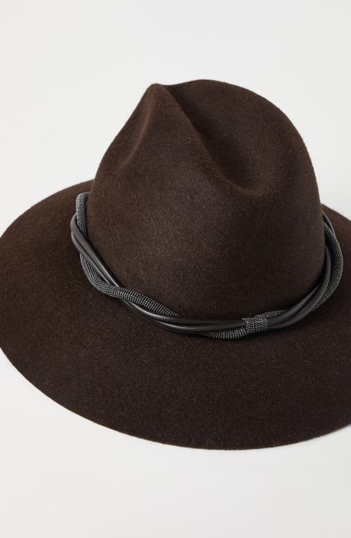 Brunello Cucinelli Felt Fedora With Monili In Brown