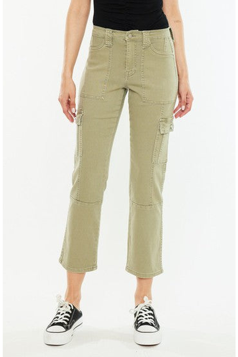 Lavinia High Rise Slim Straight Leg Cargo Pants, Main, color, Olive