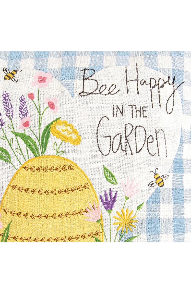 C&F Home "Bee Happy In Garden" Blue Plaid Cotton Blend Accent Throw Pillow 18" x 18", Alternate, color, Blue