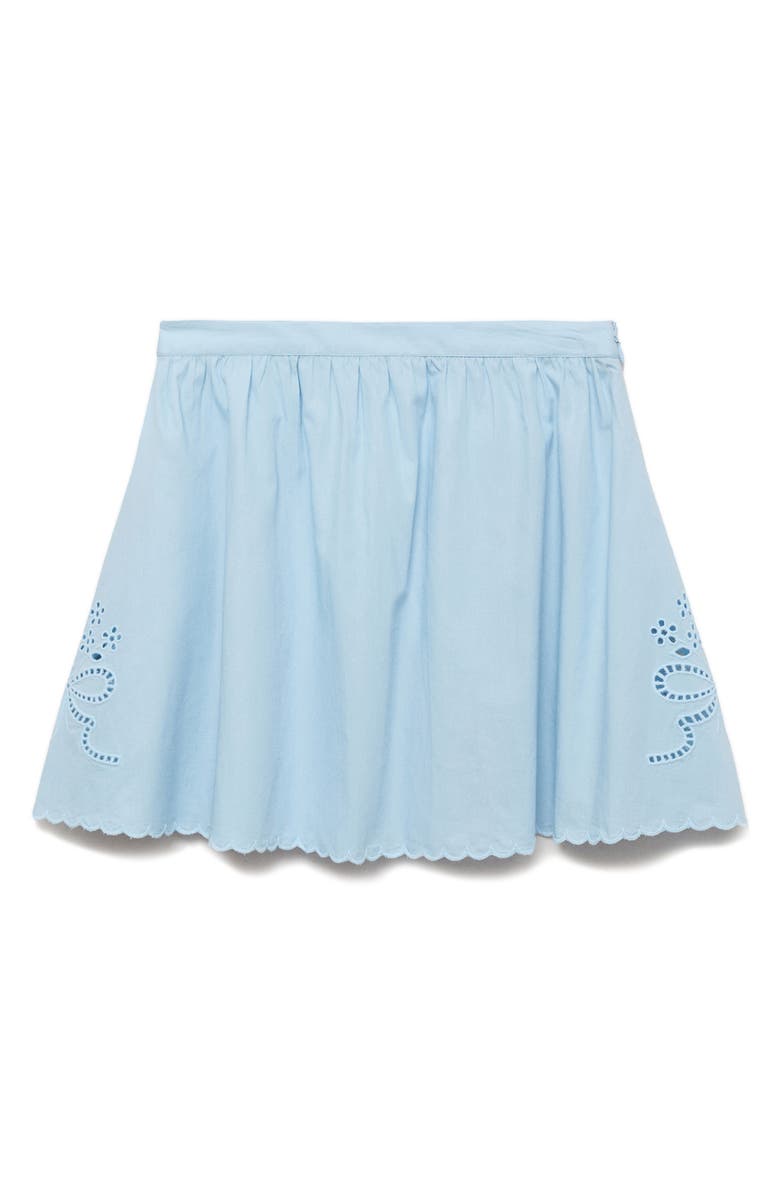 MANGO Embroidered Scallop Skirt, Alternate, color, Sky Blue