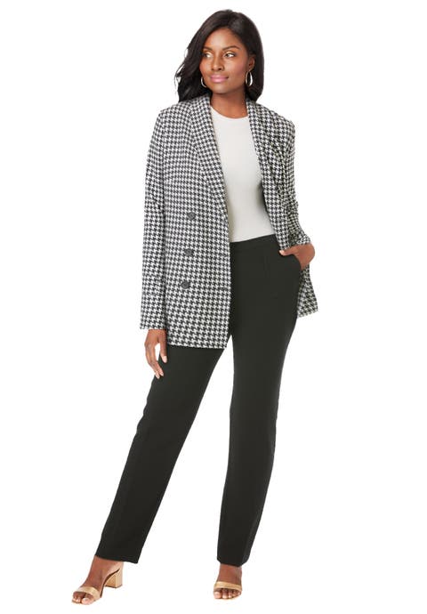 Double-Breasted Stretch Crepe Pantsuit (Plus)