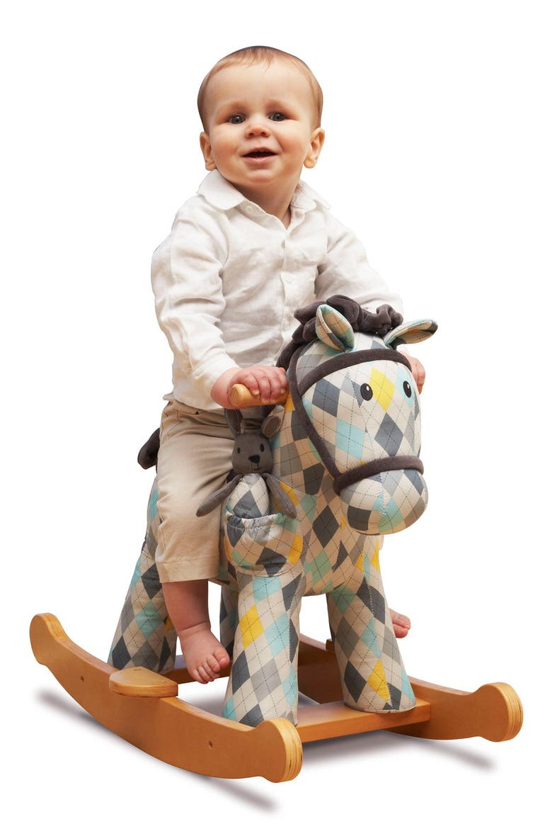 Lewis & Fitz Rocking Horse & Stuffed Animal, Alternate, color, BLUE PLAID