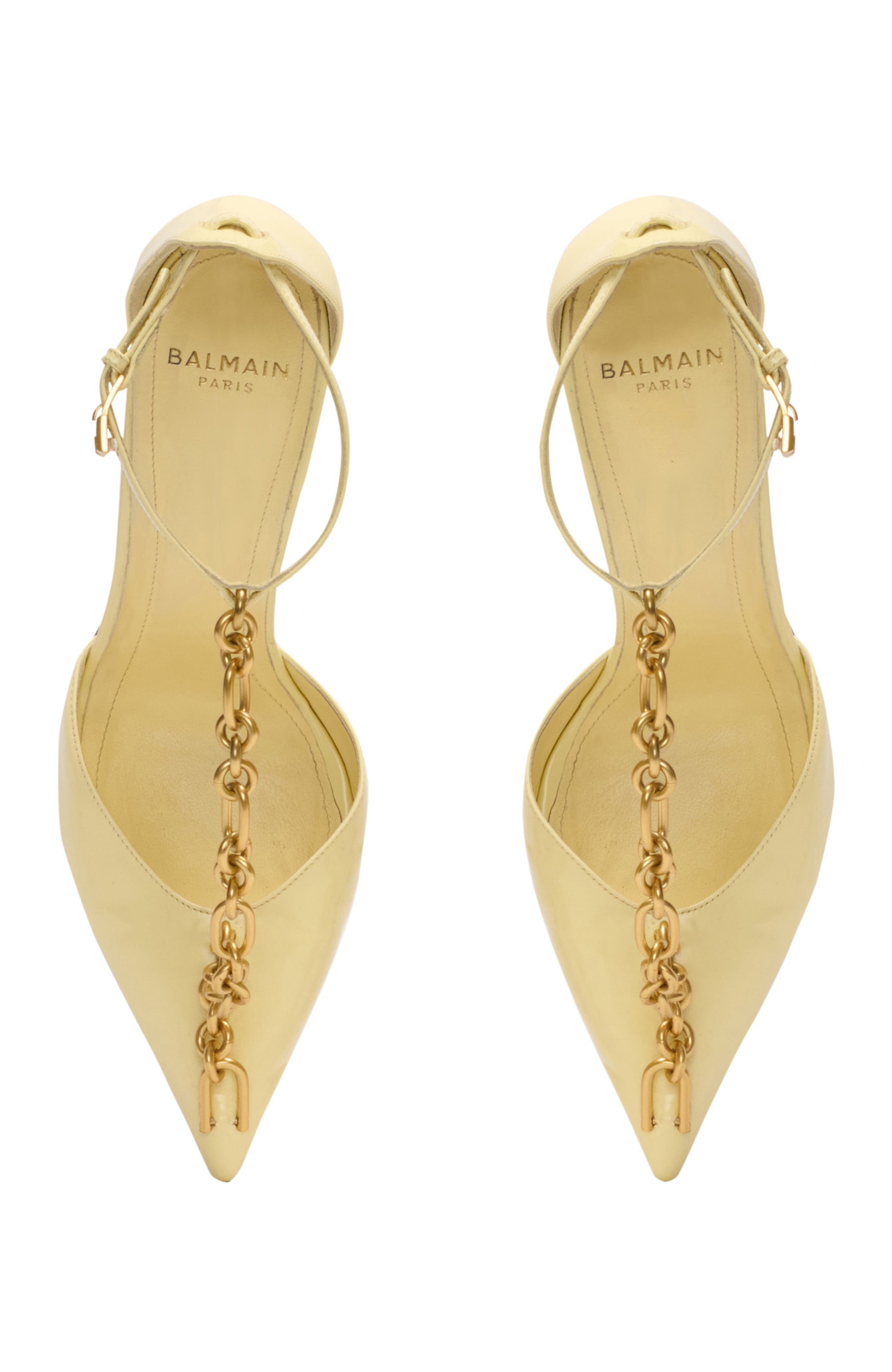 Balmain Sync patent leather stilettos, Alternate, color, Yellow