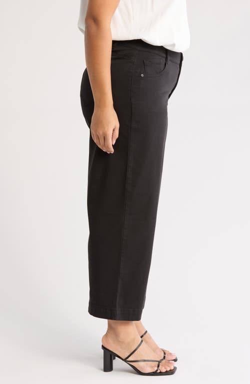 Wit & Wisdom Sam High Waist Ankle Wide Leg Twill Pants In Black