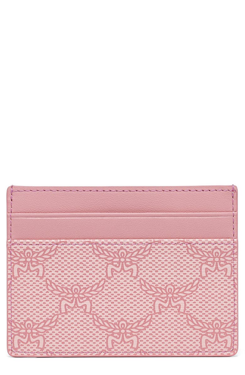 MCM Small Himmel Lauretos Coated Canvas Card Case, Main, color, Silver Pink