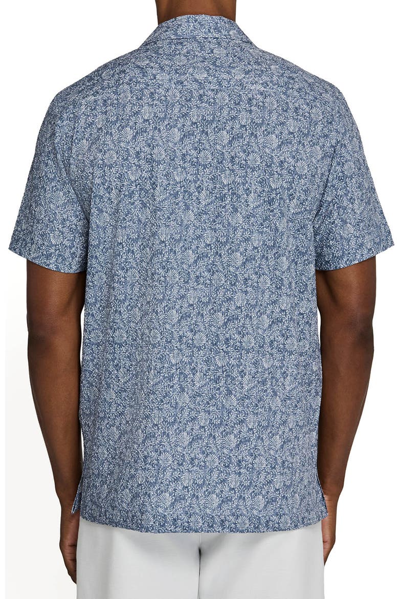 Floral Vine Short Sleeve Seersucker Camp Shirt, Alternate, color, NAVY