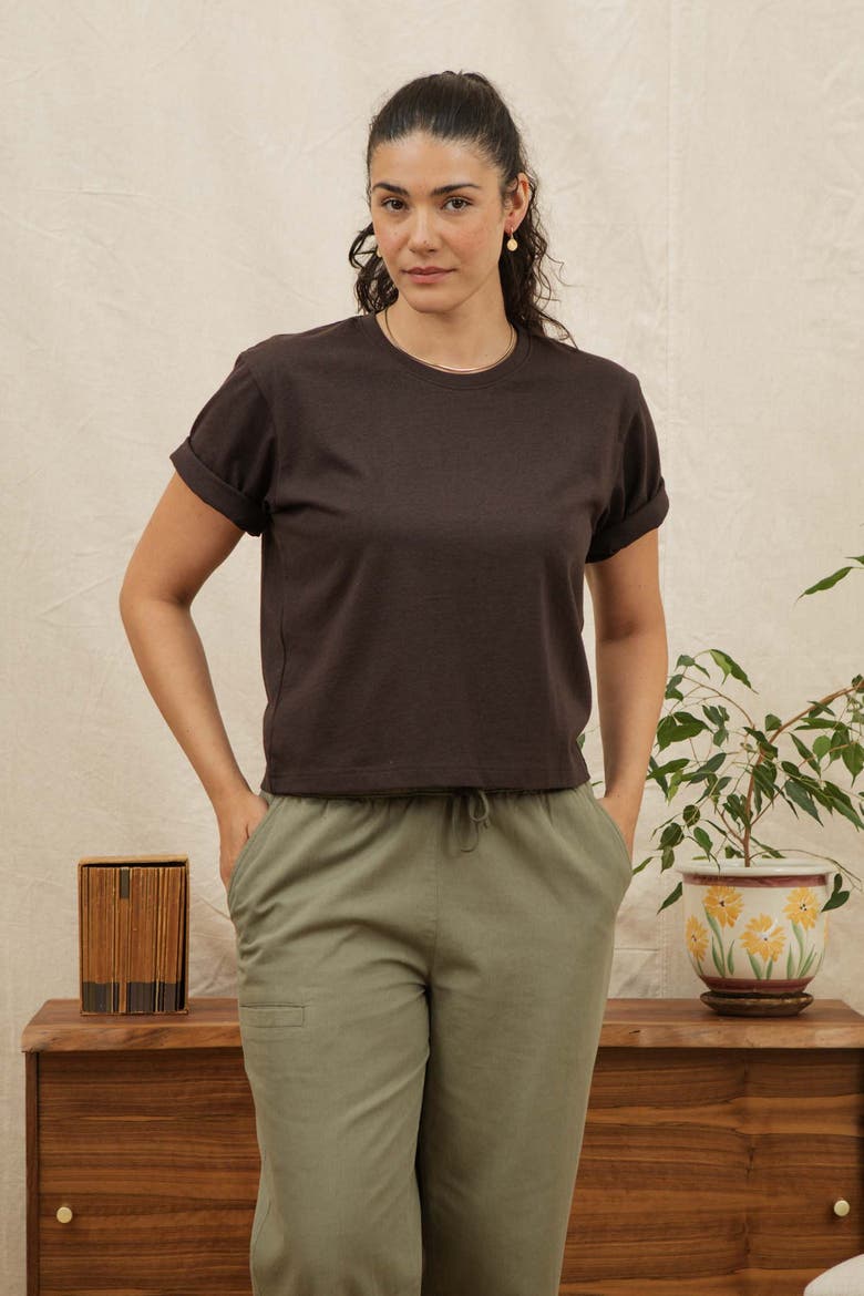 Recycled Boxy Tee, Alternate, color, Truffle