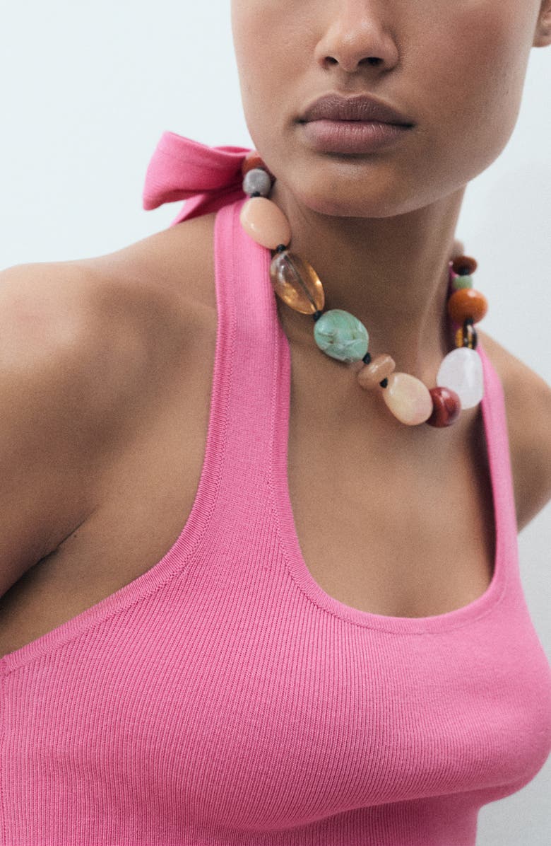 MANGO Knit Halter Tank, Alternate, color, Pink