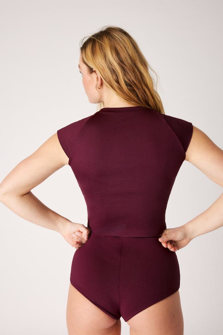 The Short Sleeve Surf Top, Alternate, color, Dark Cherry