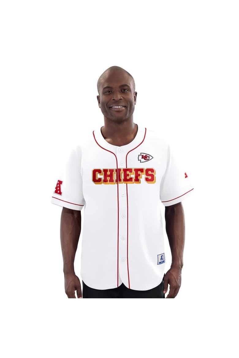 Men's Starter  White Kansas City Chiefs Relay Full-Button Baseball Jersey, Alternate, color, White