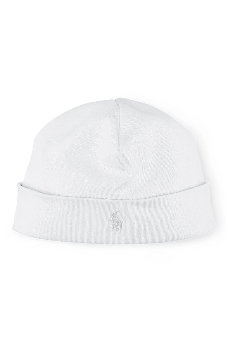 Embroidered Logo Beanie, Main, color, WHITE