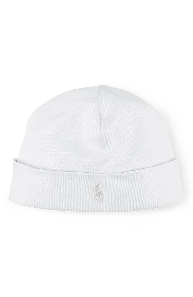 Ralph Lauren Embroidered Logo Beanie, Main, color, White