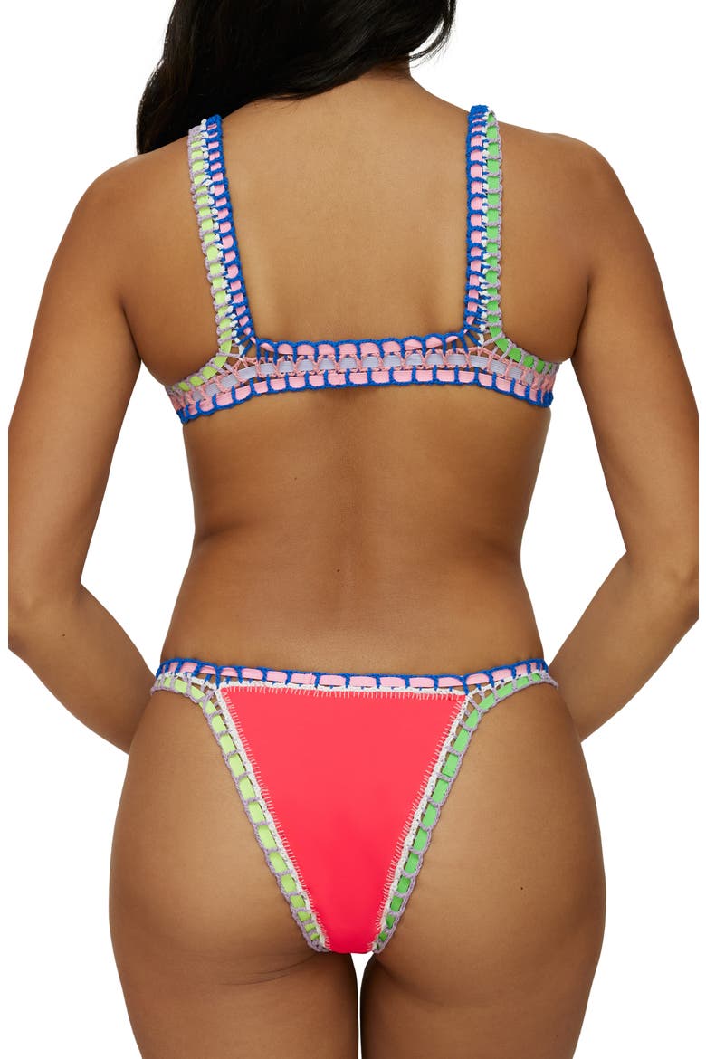 Colorful Whipstitch Trim Bikini Bottoms, Alternate, color, RED