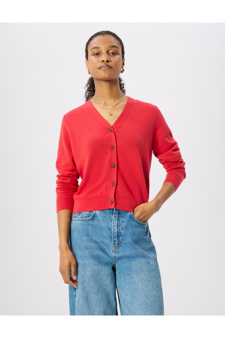 V-Neck Linen Cardigan, Main, color, Red