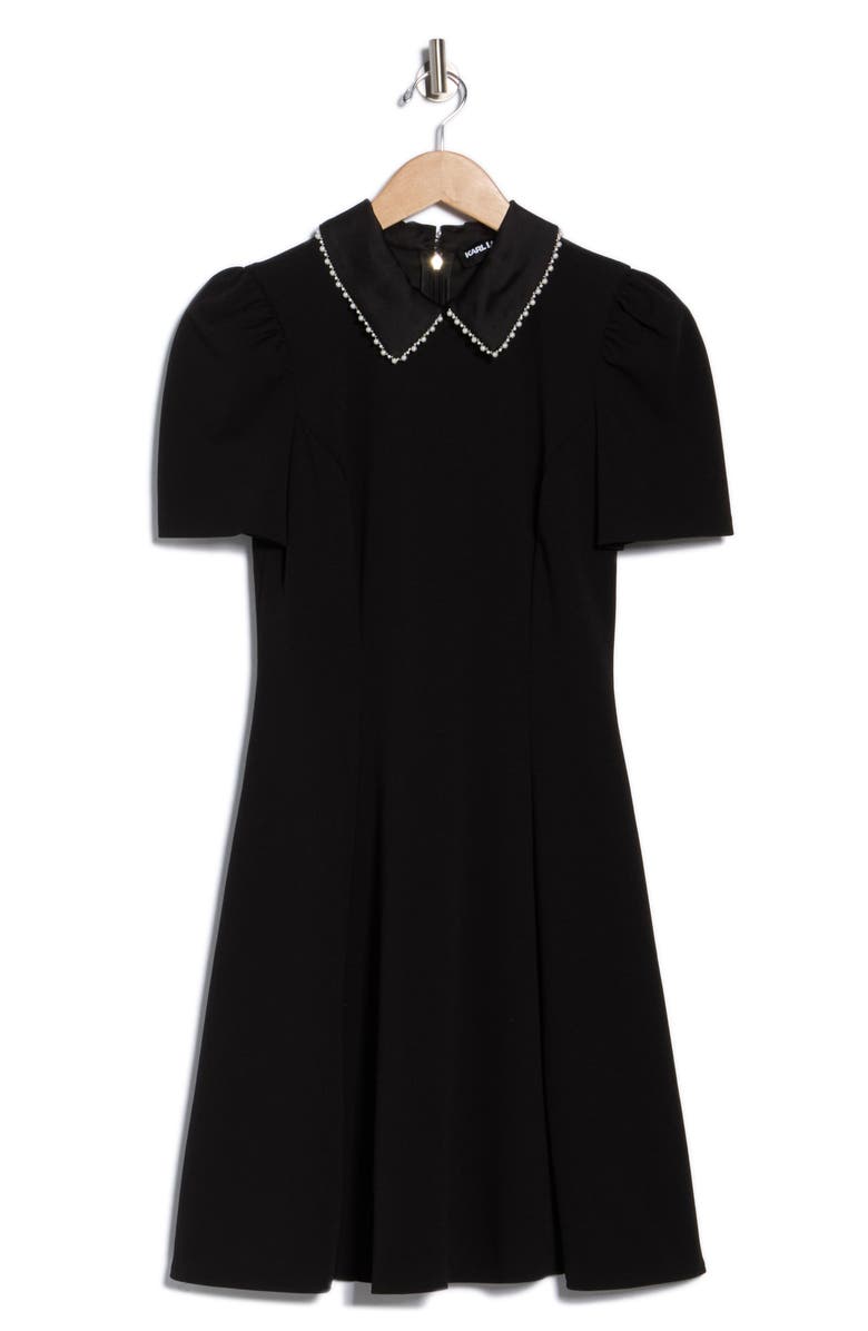 KARL LAGERFELD PARIS Faux Pearl Embellished Collar A-Line Dress, Alternate, color, 
