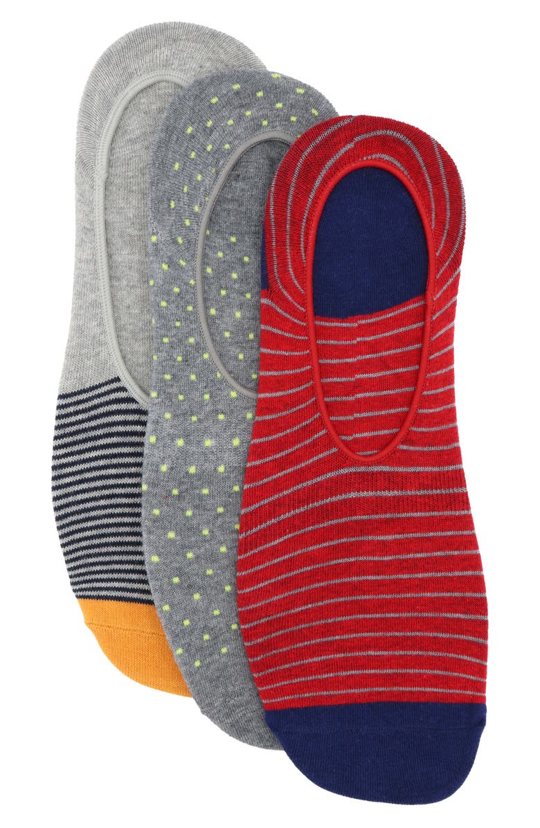 Lorenzo Uomo 3-Pack Assorted Ankle Socks, Main, color, Light Grey Multi