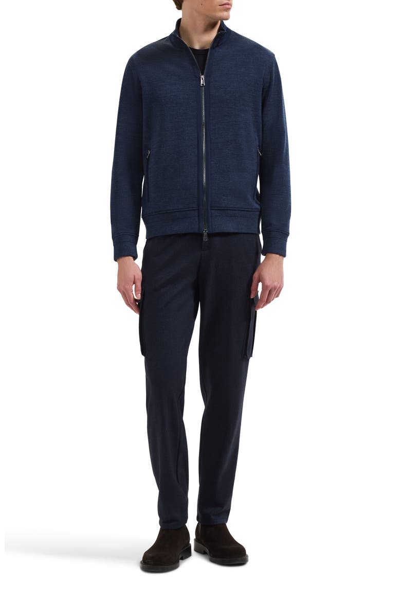 Full Zip Mock Neck Hoodie, Alternate, color, NAVY