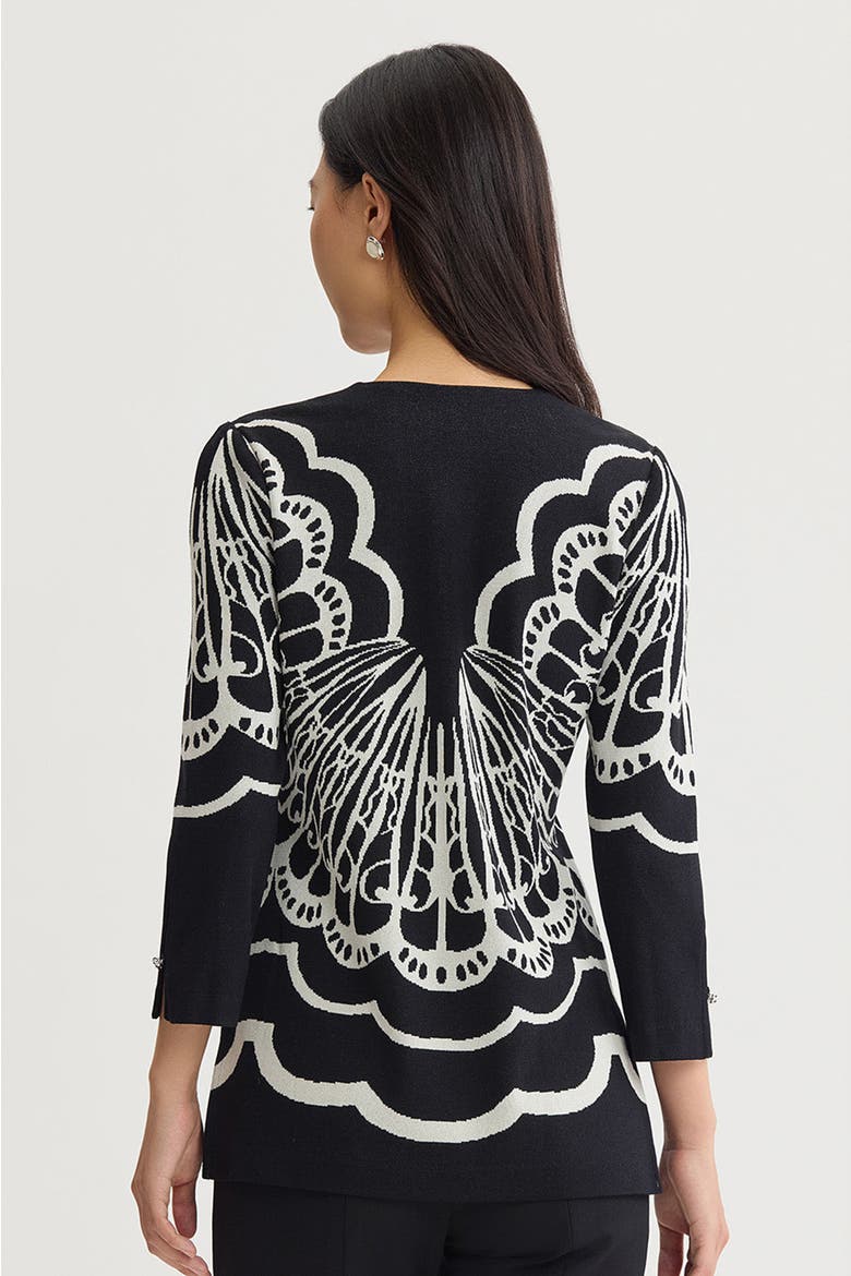 Feminine Soft Jacquard Knit Tunic, Alternate, color, Black