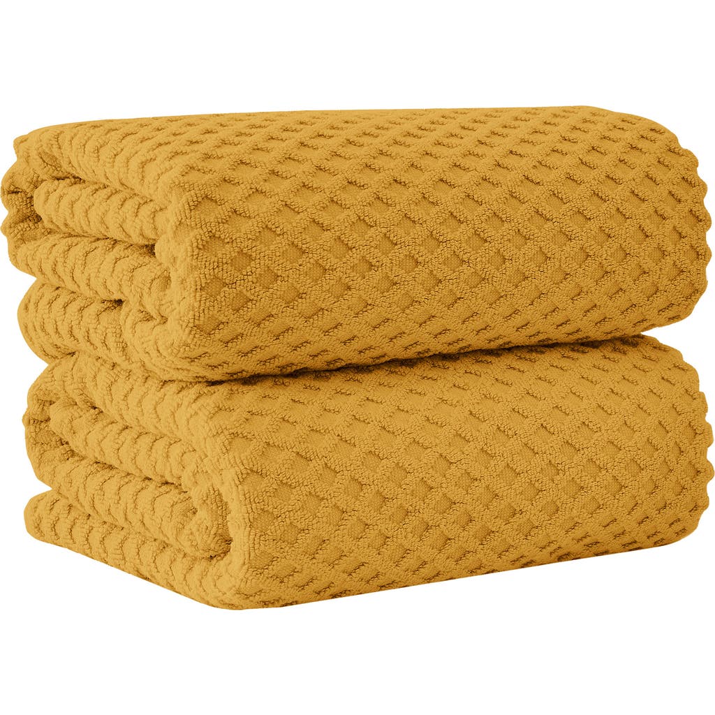 Woven & Weft Diamond 2-pack Bath Towel Set In Yellow