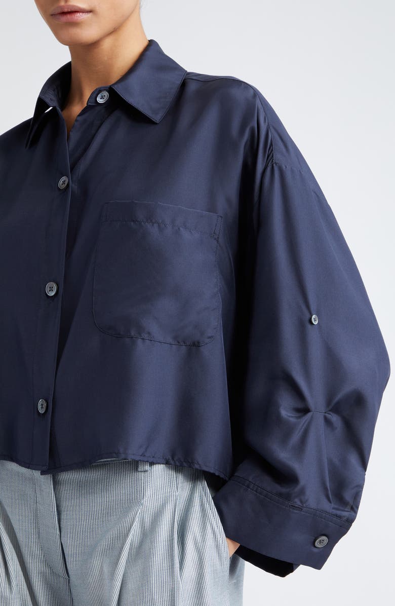 TWP Next Ex Crop Silk Button-Up Shirt, Alternate, color, 