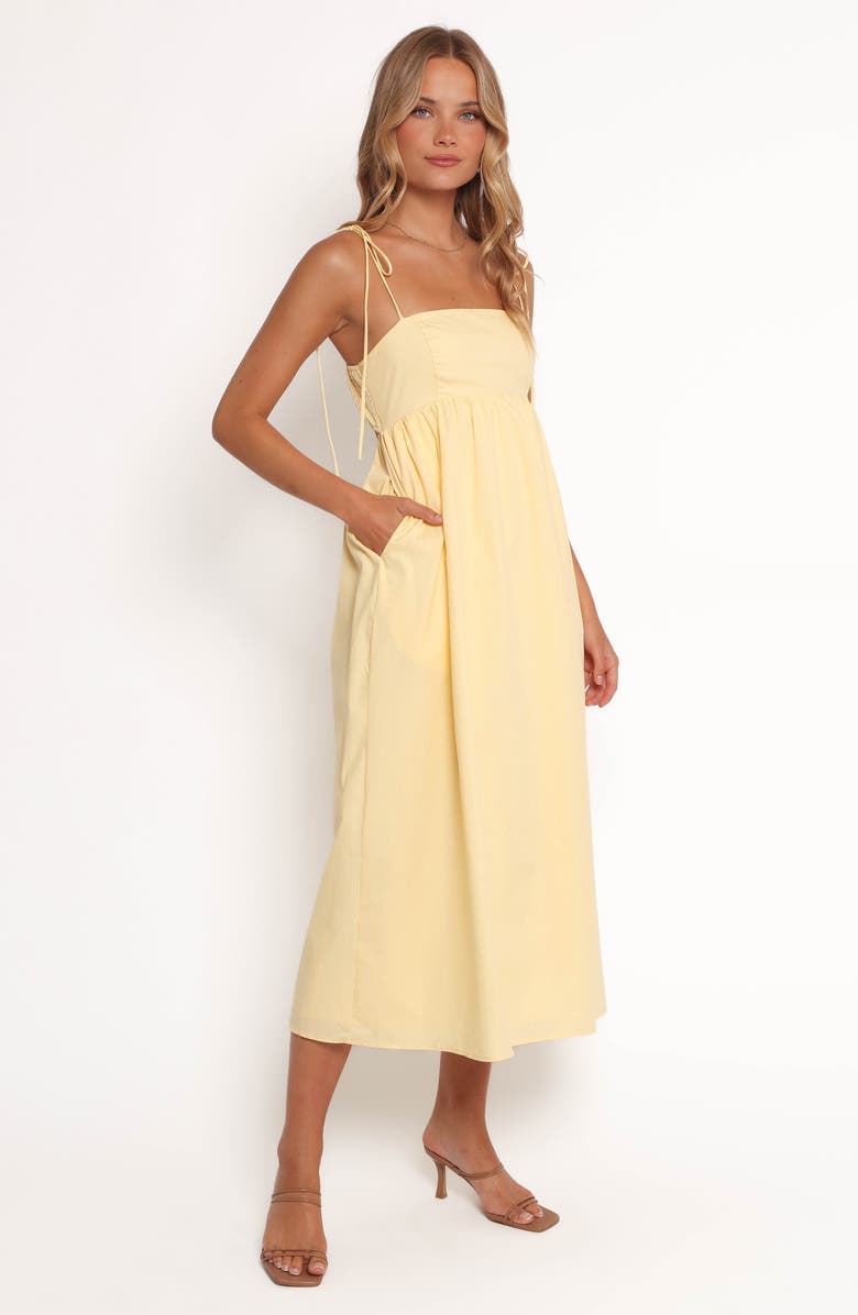 Petal & Pup Simona Tie Strap Cotton Maxi Sundress, Alternate, color, Yellow