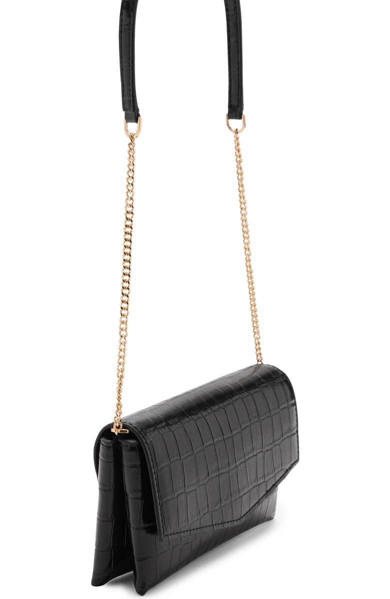 MANGO Croc Embossed Faux Leather Shoulder Bag, Main, color,